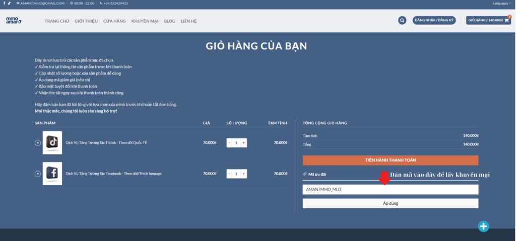 Hướng dẫn nhận khuyến mại của aman7mmo
