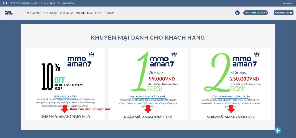 Hướng dẫn nhận khuyến mại của aman7mmo